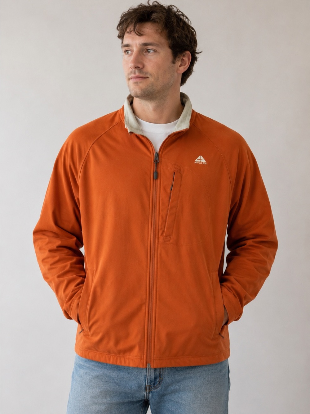 Nike ACG All Condition Gear Jacket Coat Orange Size XL Full Zip Fleece Lined Y2K